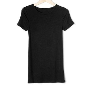 GAP luxe long modal fine ribbed short sleeve crewneck t-shirt black XL
